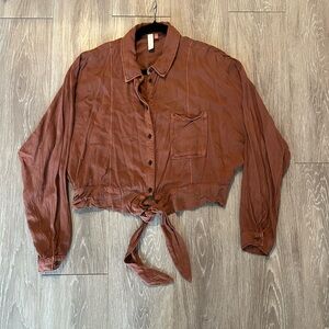 Rust-Orange front tie shirt